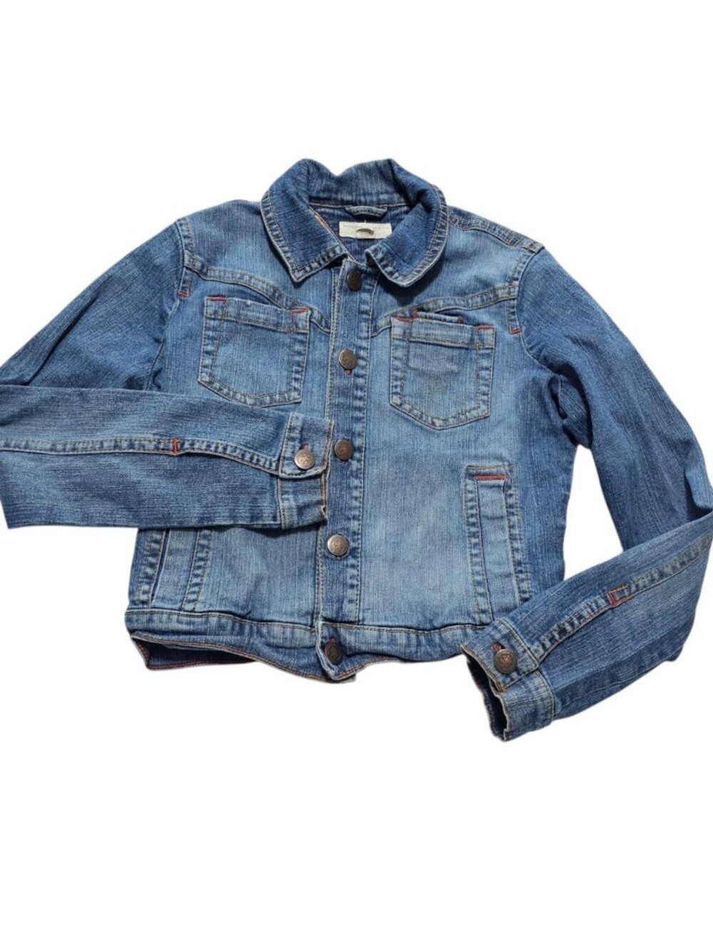 Tommy Jeans Girls Denim Jean Jacket Large Y2K 2004 Lion Crest Buttons Youth Blue